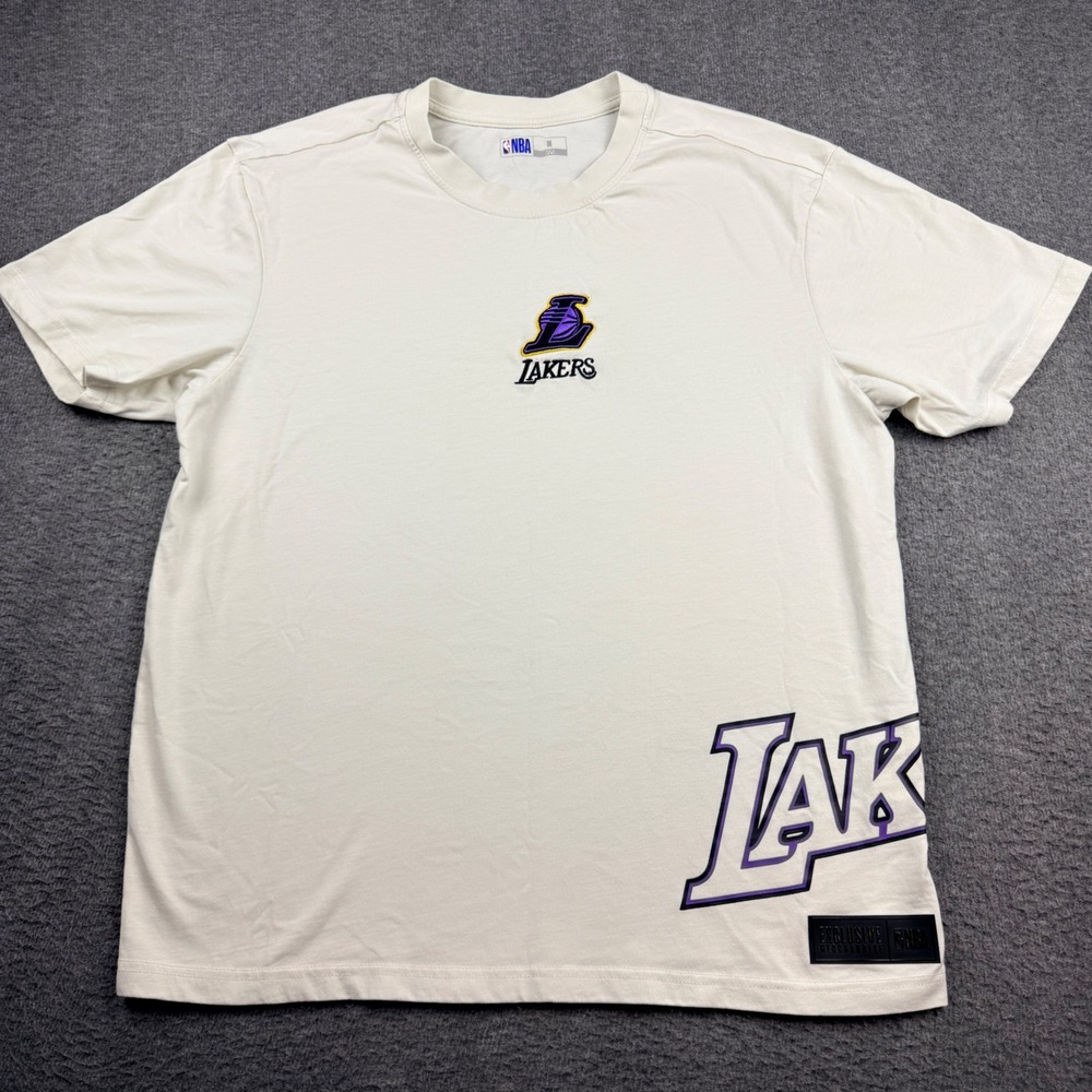 NBA Los Angeles Lakers‎ Mens Off White Graphic Tee Shirt Size Medium